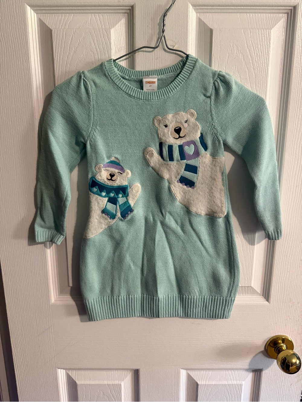 Gymboree Aqua Polar Bear Appliqué Sweater Dress